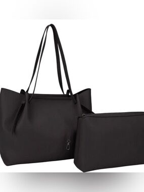 Malibu Skye Mia 2-in-1 Tote Bag, Vegan Leather, Black, Retails for $198
